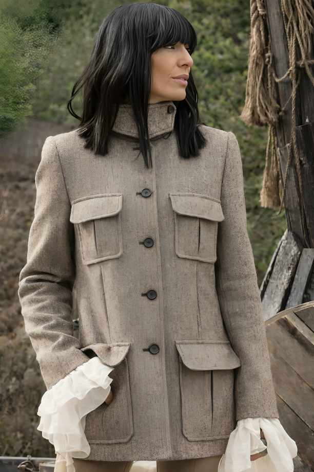 Celebrity Traitors Claudia Winkleman Grey Coat - Image 1